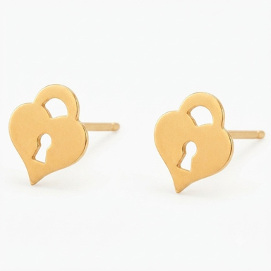 گوشواره طلا 18 عیار زنانه شمیم گلد گالری مدل قفل قلبی S880 قلب