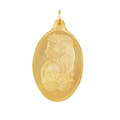 Gold pendant with engraved woman profile design
