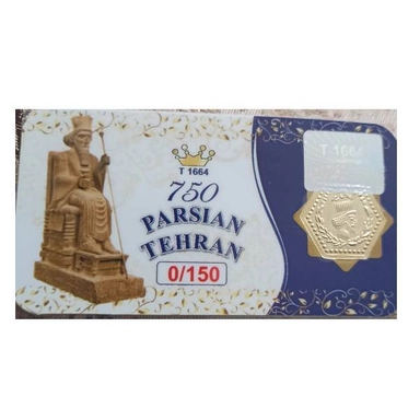 Parsian Tehran 750 gold bar card with seated Persepolis statue design