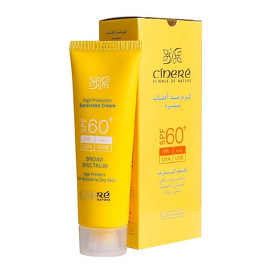 کرم ضد آفتاب Spf60 سینره بدون رنگ مناسب پوست معمولی و خشک حجم 50 میلی لیتر