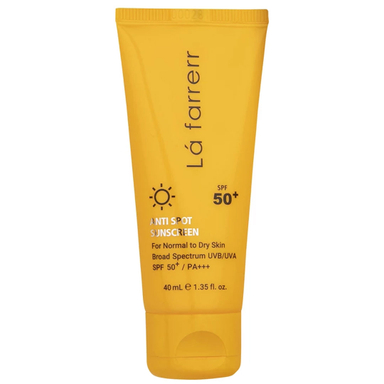 کرم ضد آفتاب و ضد لک بی رنگ لافارر SPF50 مناسب پوست معمولی تا خشک حجم 40 میلی لیتر