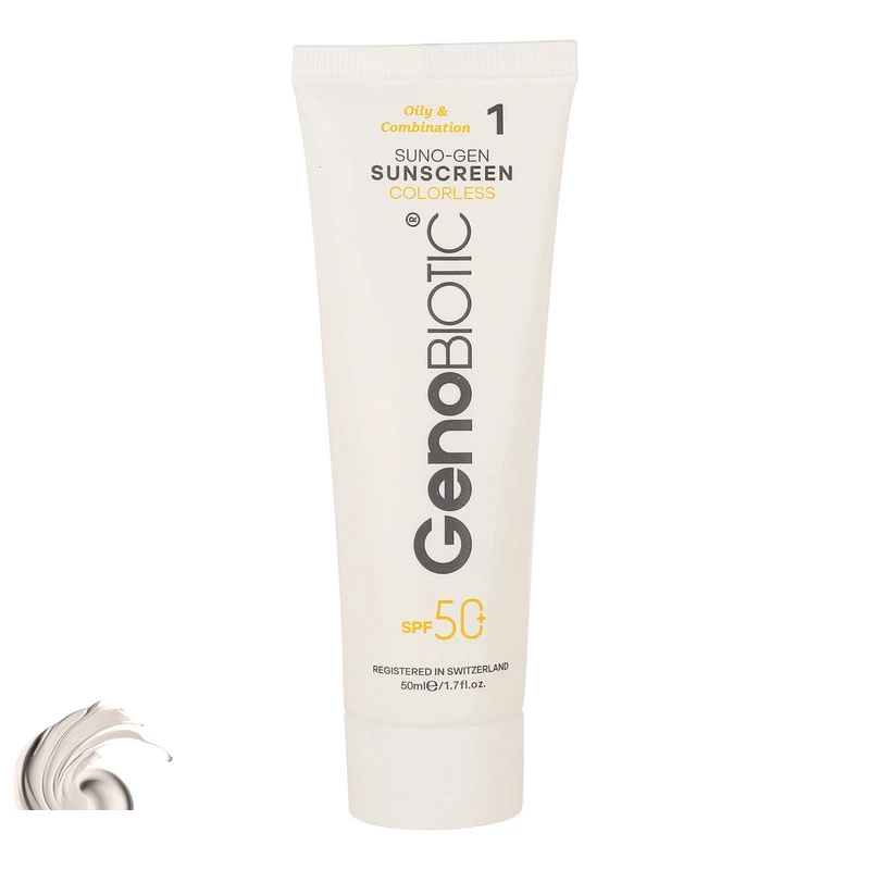 کرم ضدآفتاب بیرنگ ژنوبایوتیک SPF50 مدل 01 مناسب پوست های مختلط و چربو حجم 50 میلی لیتر