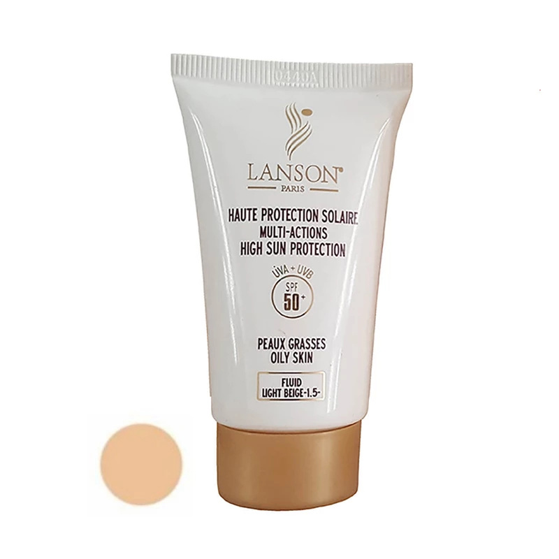 فلوئید ضد آفتاب رنگی لانسون SPF 50 مدل MULTI ACTION شماره 1.5 رنگ Light Beige مناسب پوست چرب حجم 40 میلی لیتر