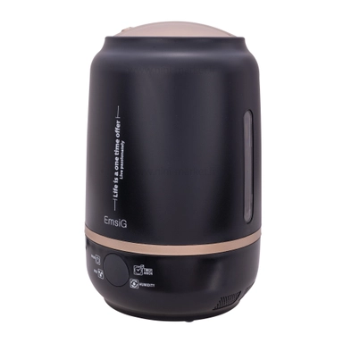 EmsiG black humidifier with gold accents and control buttons