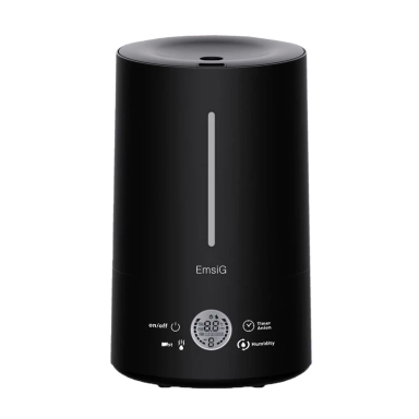 EmsiG black humidifier with digital display and touch controls