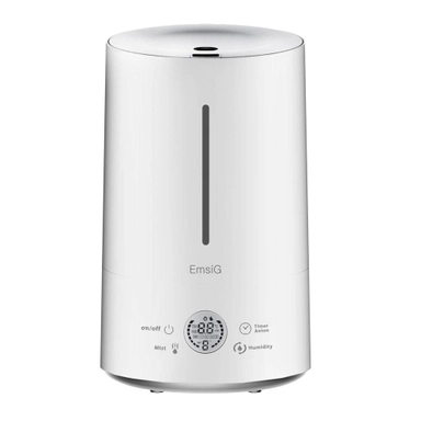 EmsiG white humidifier with digital display and touch control icons