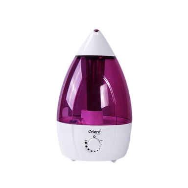 Orients humidifier with purple cone-shaped tank and control dial