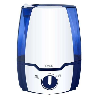 EmsiG humidifier with blue tank and large adjustable control dial