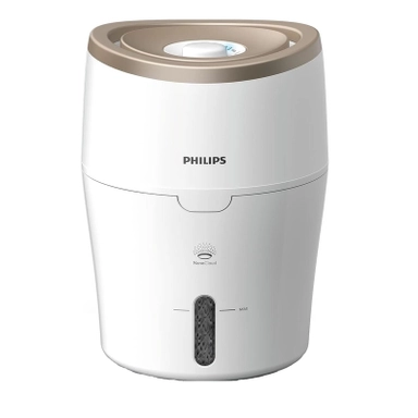 Philips white humidifier with beige top and water level indicator