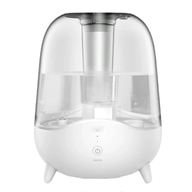 White humidifier with transparent tank and single touch power button