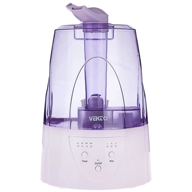Veko humidifier with purple transparent tank and front control buttons