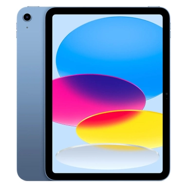 Blue iPad with vibrant full-screen colorful display