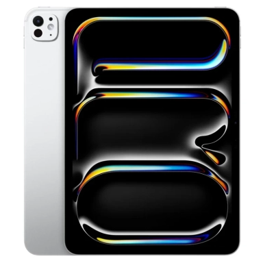 Silver iPad with dual cameras and vibrant edge-to-edge display