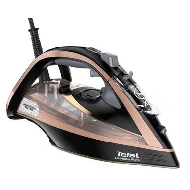 Tefal Ultimate Pure steam iron in black and rose gold