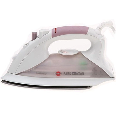 Pars Khazar white and pink steam iron with temperature control dial