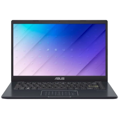 ASUS laptop with gradient blue-purple screen and numeric touchpad.
