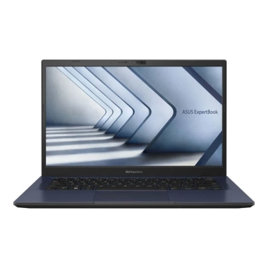 Lenovo laptop with black keyboard and colorful light burst wallpaper.