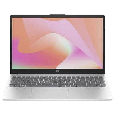 Lenovo laptop with black keyboard and colorful light burst wallpaper.