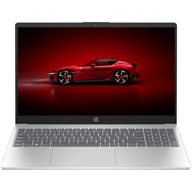 Lenovo laptop with black keyboard and colorful light burst wallpaper.