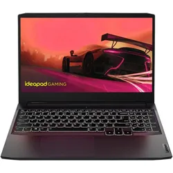 Lenovo Ideapad Gaming laptop with backlit keyboard and racing car wallpaper