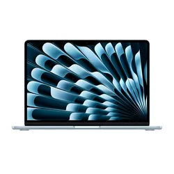 Apple MacBook Air laptop with silver body and blue abstract display pattern