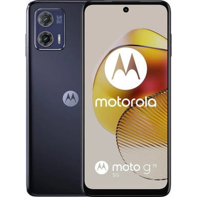 Motorola Moto G73 5G smartphone showing front display and rear camera.