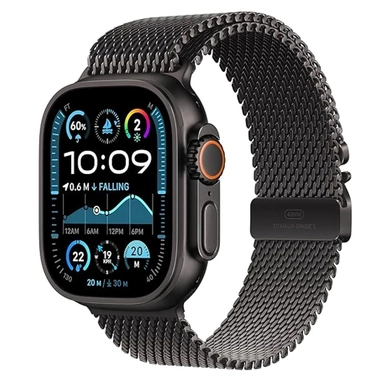 Apple Ultra 2 Black Titanium Case Milanese Loop 49mm Smart Watch