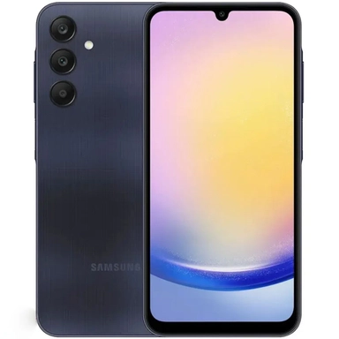 Black Samsung smartphone with triple rear cameras .