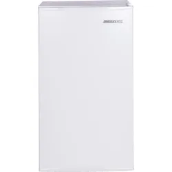 Compact white single-door refrigerator with minimalist design.