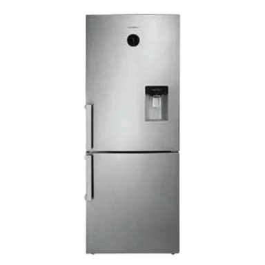 Silver bottom freezer refrigerator with water dispenser and digital display