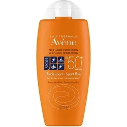 Avene Eau Thermale Sport Fluid SPF 50+ high protection sunscreen in orange bottle