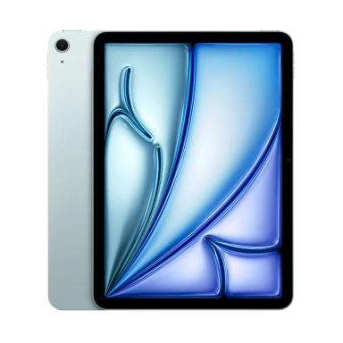 Light blue tablet with sleek design and single rear camera