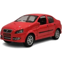 Red toy sedan car model resembling Runna with detailed design.