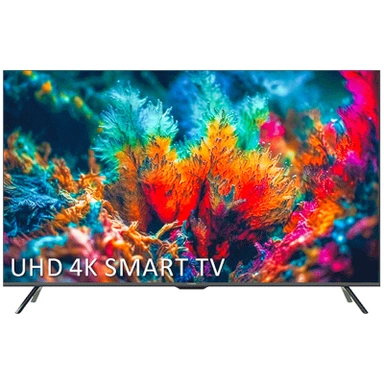 UHD 4K Smart TV displaying colorful coral reef image.