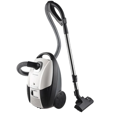 black and white vacuum cleaner for home cleaning.