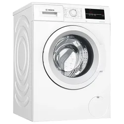 White front-loading washing machine with a digital control panel